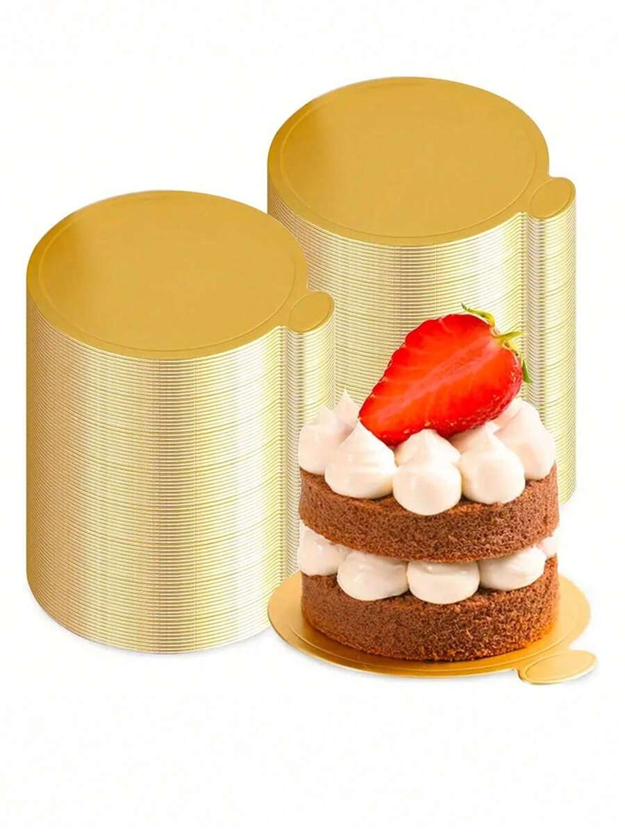 100片金色圆形生日蛋糕垫，可重复使用的圆形蛋糕底托垫，糕点甜点慕斯蛋糕垫，适用于婚礼、派对、聚会和其他节日庆典 - 彩色 - 查看 1