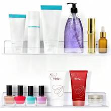 - Juego de 2 estantes flotantes de acrlico Transparentes montados en la Pared para cosmticos, Fotos, Libros, 15 Pulgadas - inicial - Ver 2