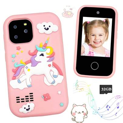 2025 最新款儿童女孩智能手机玩具 - 独角兽礼品玩具，触屏迷你智能手机，内置游戏、摄像头、音乐播放器，适合 3-12 岁女孩作为圣诞节和生日礼物