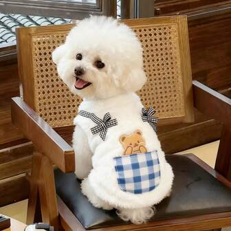 1 st Pocket Bear Sweatshirt Söt Väst Tjock Jul Nyår Hund Katt Väst, Lämplig För Små Katter Hundar Chihuahua Yorkshire Terrier, Höst/Vinter