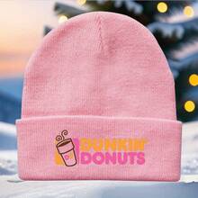 Donuts Logo Beanie Hat - Officially Licensed Coffee & Donut Design, Warm Winter Cap For Men & Women, Comfortable Stretch Fit, Unisex Casual & Outdoor Wear, Christmas/Halloween/Thanksgiving Gift For Coffee Lovers (Multi-Color Options) - Ideal For Brand Fans &  Donuts Lovers, Fashionable & , Perfect For Autumn/Winter, Hand Wash Or Dry Clean, Multiple Colors - màu đen - Xem 8