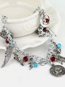 创意复活节主题手链首饰可爱兔子和花朵珐琅手镯兔子手链金属合金腕带配饰可调节角色扮演礼物赠朋友 - 金色 - 查看 7