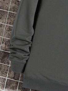 GRDR 男士休闲纯色套头圆领卫衣 - 深灰色 - 查看 5