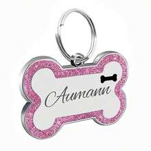 Plaques d'identité gravées pour animaux de compagnie, plaque d'identification de chien personnalisée avec n'importe quel nom et texte, collier de chien personnalisé avec étiquette de nom de chien pailletée, étiquette d'identification d'os pour chiots et animaux de compagnie - os - Voir 13