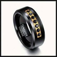 1pc 8mm Fashionable Jewelry Synthetic Zirconia Stone Minimalist Ring, Suitable For Daily Wear And Gifts For Teachers' Day, Valentine's Day, Independence Day, Anniversary, Father's Day, Graduation, Carnival, Easter - Black - View 9