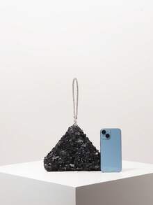 Mini Wallet, Bridal Party Bag, Sequin Bag, Ball Gown Bag, Ball Gown Accessories, Novelty Bag, Wedding Supplies, Women's Gift, Christmas Bag, Valentine's Day Bag (Random Pattern) - Black - View 3