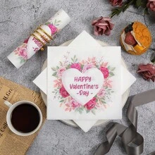 1 Pack, Unfolded Size 33*33cm, Folded Size 16.5*16.5cm, Popular Valentine's Day Heart-Shaped Party Napkins, Printed Handkerchief Tissues, Disposable Paper Towels, Suitable For Holidays, Employee Benefits, Anniversary Celebrations, Business Gifts, Grand Openings, And Other Occasions - Multicolor - View 8