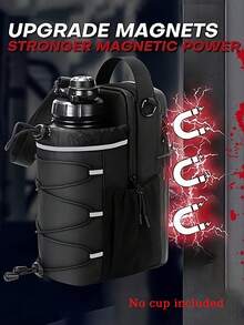 3x/2x 强力磁吸健身包，大容量反光条健身水壶，便捷强磁吸附二合一设计，中性男女通用，配有肩带，适合健身、运动、旅行收纳 - 黑色 - 查看 13