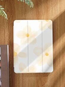 Light Yellow Flower Pattern Anti Fall Tablet Case (Single Piece), Compatible With 10.9-Inch IPad 10th Generation, Suitable For 10.2-Inch IPad Portable Tablet Case, Suitable For 9.7/10.2/10.5/10.9/12.9-Inch IPad Pro 11 (10th Generation), Compatible With Samsung Galaxy Tab S6 Lite 10.4-Inch, Suitable For Kindle Paperwhite 12th Gen 2024, Kindle 11th Gen 2022, Kobo Clara Color, Soft Fall Protection, Smart Stand/Automatic Wake-Up/Sleep Function - Multicolor - View 3