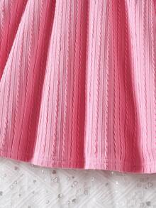 女童方领蝴蝶结装饰优雅短袖连衣裙，春夏款