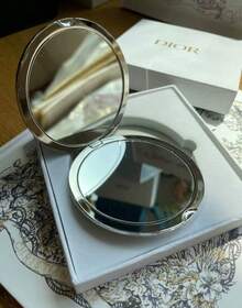 Christian Dior Silver Folding Small Mirror, Makeup Mirror, Portable, Christmas Gift, Birthday Gift