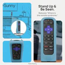 AWYYGripStand™ Remote Cover: Compatible With AirTag And Tile Mate Fits Roku Express 4K+ Voice/HDR With Side Buttons Streaming Stick 4K Stands Upright Secure Grip Sky Glow By 73andSunny - Bầu trời rực rỡ - Xem 3