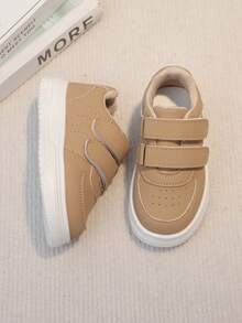 1 Pair Kids Casual Leather Low-Top Sneakers, Versatile Athletic Shoes For Boys And Girls, School/Campus Wear - Khaki - View 6