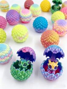 1set/2pcs 3D Printed Dragon And Egg Figurines - Made Of Bright PLA Material, These Daily Entertainment Game Tabletop Figurines Are Perfect For Gifting, Parties, Gardens, Kitchens, Offices, Fairy Tale Worlds, Festival Celebrations, Car Decorations And Home Furnishings. Party Decorations Christmas Fidget Toys - Multicolor - View 5