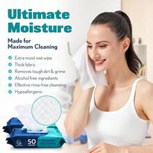 Body Wipes For Adults Bathing No Rinse - Adult Wipes For Elderly 8" X 12" 200 Count Shower No Rinse Incontinence Disposable Washcloths Aloe Vera Vitamin E + 4 Individual Packs - Gói 4 khăn lau 200 tờ - Xem 5