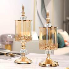 Rose Candy Jar Set, Vintage Glass Storage Jar With Lid, Perfect For Living Room Decoration, Coffee Table Decoration And Desktop Display, European Style Home Storage Jar Two-Piece Gift, Beautiful Home Decoration For Desserts And Cake Stands, Perfect Choice For Halloween Or Christmas Decoration. - Gold - View 5