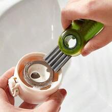 1 Piece 3-In-1 Multifunctional Kitchen Cup And Bottle Cleaning Brush - Mini Cup Lid Cleaner With Grooves And Crevices - Green, Grey And Blue - And Convenient