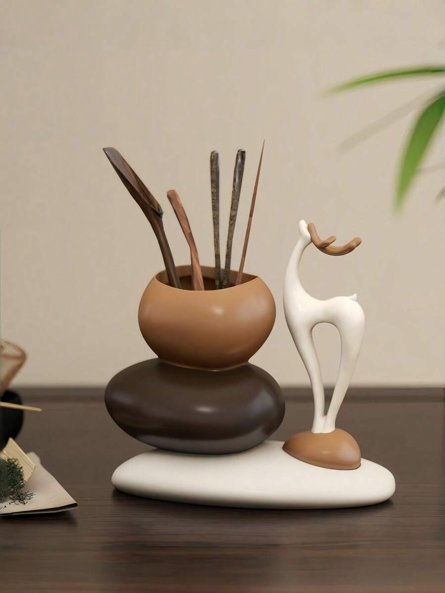 Rock Fortune Pen Holder, Lightweight Luxury, High-End Feel, Cartoon Creative Desktop Office Storage Ornament, Birthday Gift. Suitable As A Back-To-School Gift, Souvenir, Or Holiday Present. A Gift For Close Friends, Or As A Winter Gift For Women, As Well As A Living Room Decorative Accessory.