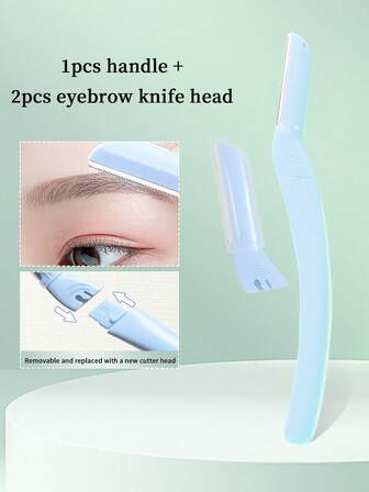 1 حلاقة حواجب زرقاء + 1 رأس حلاقة حواجب، ماكينة تشذيب شعر الوجه والحواجب للجنسين مع غطاء واقي، للمبتدئين، تشذيب دقيق للحواجب للرجال والنساء