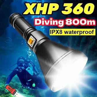 Powerful And Super Bright Diving Flashlight, High Lumen 18650/26650 LED Professional Diving Light, Aluminum Alloy Amphibious Waterproof Outdoor Fishing And Camping Light