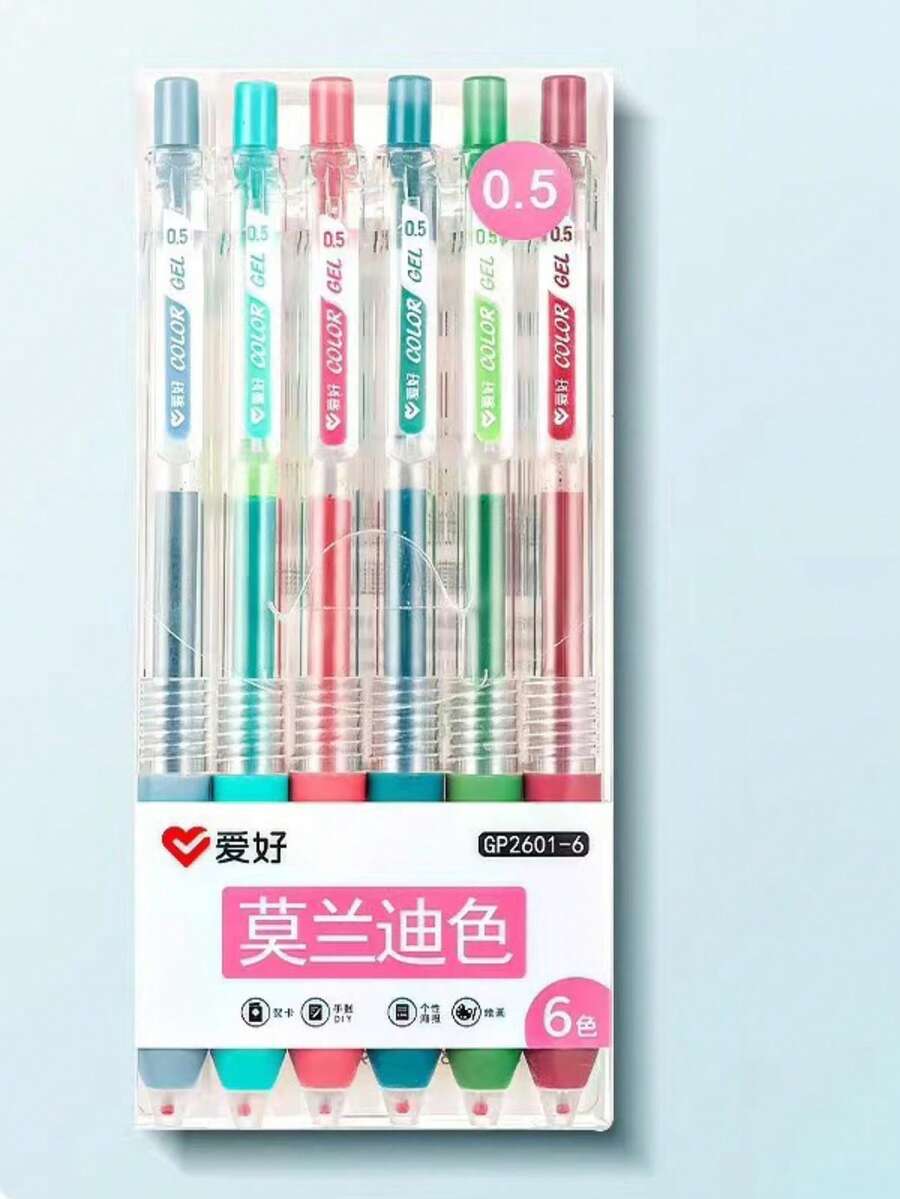 Bộ 6/8 bút trung tính Retro 8 màu, 6 màu The Color Of Morandi, bút ký, sổ tay viết vẽ văn phòng trường học, thích hợp cho văn phòng, họp hành, ghi chép học tập, thư pháp, đánh dấu nổi bật và trường học, đồ dùng học tập trở lại trường học - Morandi - 6 màu - Xem 1