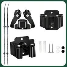 4 Pcs Wall Mount Hockey Stick Holder, Installed At Any Angle To Firmly Hold Racket, With Rolling Pad To Protect Racket, Sturdy Stainless Steel Material Black - 8 - View 6
