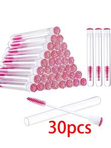 50Pcs Eyelash Brush Tube Disposable Mascara Wands Tube Reusable Lash Spoolies Brush Dust-Proof Cleaner Storage Tubes,Giveaways - Hot Pink - View 12