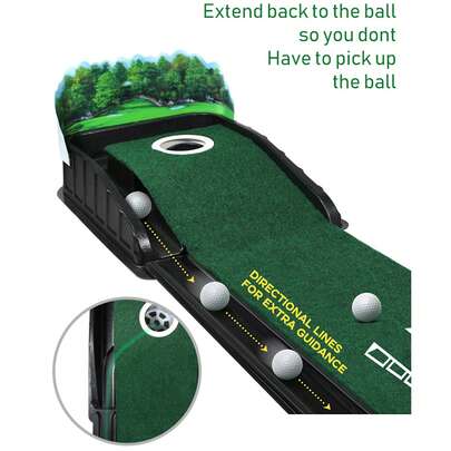 Indoor Golf Putting Green Mat With Auto-Ball Return - Portable Practice Putting Mat For Home Office