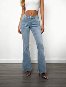 跨境女装四季复古气质宽腰头排扣修身低腰水洗紧身牛仔裤休闲辣妹简约百搭女牛仔裤