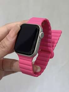 1条男女通用硅胶磁性表带，适用于42mm、38mm、40mm、41mm、44mm、45mm、46mm、49mm系列手表，时尚智能手表替换表带，适用于Ultra2、Ultra SE2、SE 11、10、9、8、7、6、5、4、3、2、1，学生返校季好礼物 - 粉色 - 查看 9