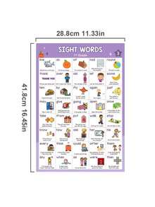 6pcs A3 Educational Visual Words And Word Family Posters, Frameless Classroom Learning Posters, 220 Visual Words And 160 Word Families Collection, Suitable For Kindergarten, Preschool, Home Education, Playroom Decor - Multicolor - View 4