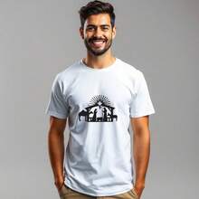 Christmas T-Shirt With Jesus Print, 100% Cotton. - White - View 1