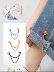 2 件多功能磁性衣夹，新型磁性衣夹，强力头巾磁铁带链，安全衬衫夹衣夹，女士时尚连衣裙配饰，用于收紧 T 恤下摆、领口下摆和裤脚，万圣节装饰