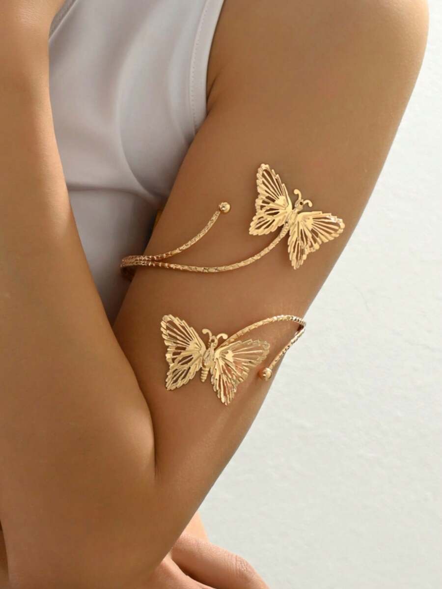 1 chiếc vòng tay kim loại hình bướm phóng đại thời trang dành cho nữ, thích hợp cho các bữa tiệc và dịp đặc biệt, quà tặng Giáng sinh/ngày lễ tình nhân hoàn hảo