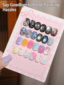 XEIJAYI 1件装星月美甲工具 - 可重复使用的印花模板，线条精致防晕染 - 銀色 - 查看 6