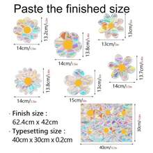 6 calcomanas de ventana de margaritas de primavera y verano, calcomanas de vidrio de doble cara brillantes de prisma arcoris anticolisin, para ventanas de espejo de vidrio, tiendas, suministros - 6 margaritas - Ver 3