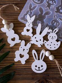 1 قالب مفتاح على شكل رأس أرنب ثلاثي الأبعاد فائق اللمعان، قالب مفتاح على شكل حيوان جميل، لعلامات الأمتعة والحقائب والقلادات، هدايا عيد الفصح DIY، لوازم حفلات عيد الفصح