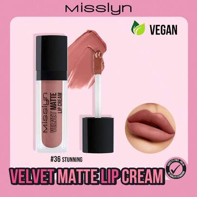 Misslyn Velvet Matte Lip Gloss, Lightweight & Long-Lasting, High Color Payoff, Smooth & Velvety Texture, High Pigment Matte Shades, Prevents Dryness, Branded Makeup Product, Facial Cosmetics, Suitable For Women & Girls, Essential For Winter, Y2K Style, Fashionable & Versatile, Great Birthday/Valentine's/Party/New Year Gift, Cruelty-Free & Vegan