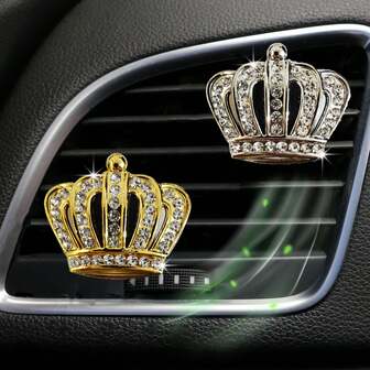 1/2个皇冠汽车标志空调出风口香氛夹，车载香氛扩散器，皇冠造型装饰