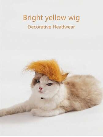 1 st polyester husdjur katt hund rolig peruk justerbar hiphop kostym huvudbonad, lämplig för katter hundar högtidsfest och daglig dekoration