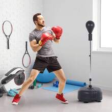HOMCOM Boxing Set Punching Ball Standbox Training Set 136-154cm Height Adjustable With 1 Pair Of Gloves Suitable For Professionals And Beginners Black