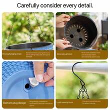 花盆：塑料编织蜘蛛兰花盆，22cmx22cm加厚吊篮，壁挂式绿萝多肉植物花盆，阳台塑料花盆，透气、坚固耐用，营造自然清新的田园风格客厅环境。 - 吊籃 - 查看 5