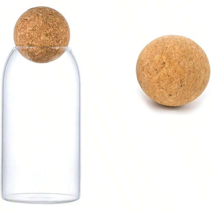 GSYY 1200ML/40Oz Clear Glass Bott Glass Food Sage Containers With Aig Round Cork Decorative Sealed Ar Organizer Holder With Wooden Lid For Candy Coe Nut Ice Tea Coffee Bean - 無色 - 查看 1
