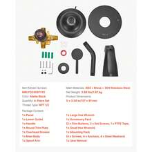 Tub And Shower Faucet Set, Complete With 5-Inch Rainfall Shower Head And Bathtub Spout, 8-Setting Adjustable Spray, Single-Handle Tub Trim Kit With Brass Pressure Balancing Valve, Matte Black - 5-Inch(3.68 lbs) - 查看 7