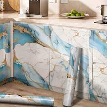 1 Roll Marble Pattern Wallpaper, Glossy Marble Effect Peel And Stick Removable Wallpaper, Suitable For Kitchen, Cabinets, Bedroom, Tabletop, Wall Decor, Waterproof Tile Sticker