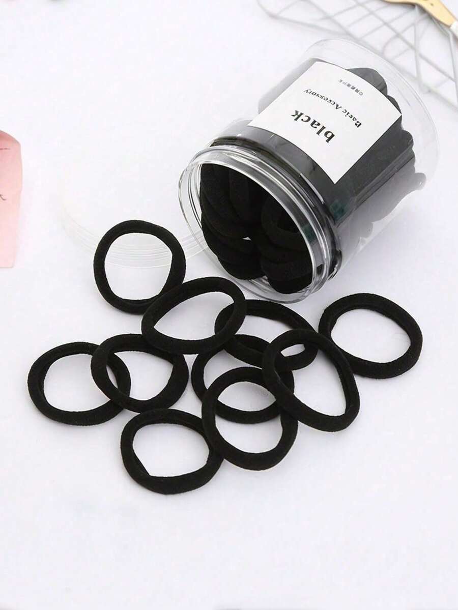 50pcs/Set Women's Basic High Stretch Hair Ties, Hairstyles (Multiple Colors) Casual Stretch Everyday Hair Ties, Simple , Thick Ponytail Clips, Simple And Elegant Style, Highly Stretchable Seamless Hair Accessories For Women's Sports, Simple Black Preferred, Home Beauty Women Accessory Gifts ,Hair Elastics ,Hair Rubber Bands ,Scrunchies ,Hair Rope ,Elastic Hair Tie Head Accessories Elastic Band - Multicolor - View 1