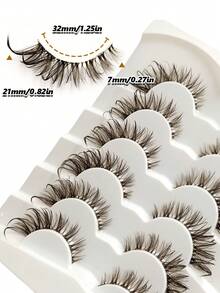 6对棕色湿润妆感凌乱迷人假睫毛，透明梗，韩式风格，可重复使用，纤长，打造戏剧性妆容，轻盈飘逸 - 漫畫款濕睫毛 - 查看 6