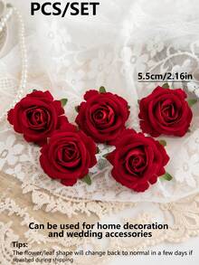 5/800 Stücke 5,5 cm künstliche Rosenblüten, Künstliche Pflanzen, Künstliche Blumen, geeignet für DIY Sträuße, Kränze, Bonbon-Box Accessoires, Corsagen, Kopfschmuck, Geburtstagsdekoration, Heimdekoration, Brautsträuße, Hochzeitsdekoration, Raumdekoration, Küchenzubehör, Restaurantdekoration - Rot - Übersicht 3