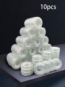 10卷高品质透明胶带，适用于礼品包装、文具、办公用品、DIY手工和家居用途，兼容胶带座