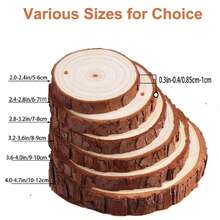 10 szt. okrągłych drewnianych plastrów DIY, drewniane elementy dekoracyjne na stół, krążki do rękodzieła, dekoracje ślubne/domowe/imprezowe/świąteczne